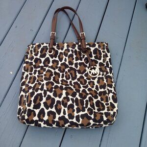 Michael Kors large  cavas leopard tote bag